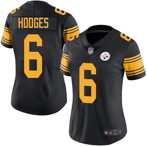 Women Pittsburgh Steelers Football #6 Limited Black Devlin Hodges Rush Vapor Untouchable Nike NFL Jersey->women nfl jersey->Women Jersey